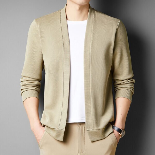 Spring New Fake Two-piece Men's Long-sleeved Knitted Cardigan - Image 7
