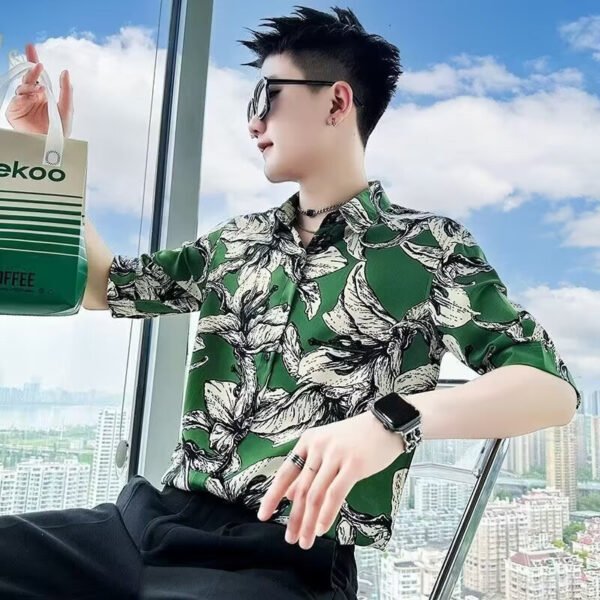 Printed Shirt Men's High-grade Short-sleeved Summer Ins Ruoshuai - Image 6