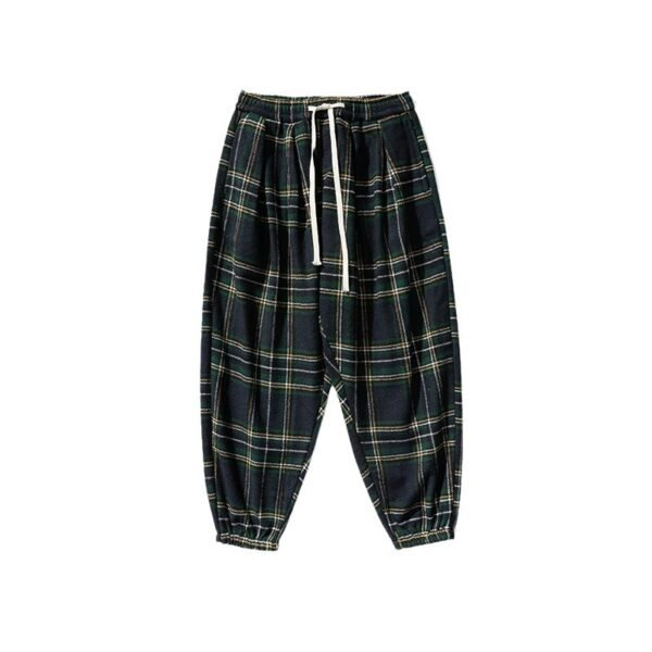 Hong Kong Style Plus Size Woolen Casual Harlan Plaid Pants - Image 4