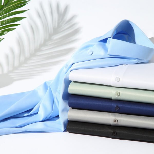 Elastic Silk Men's Long-sleeved Non-ironing Solid Color Breathable Shirt - Image 5