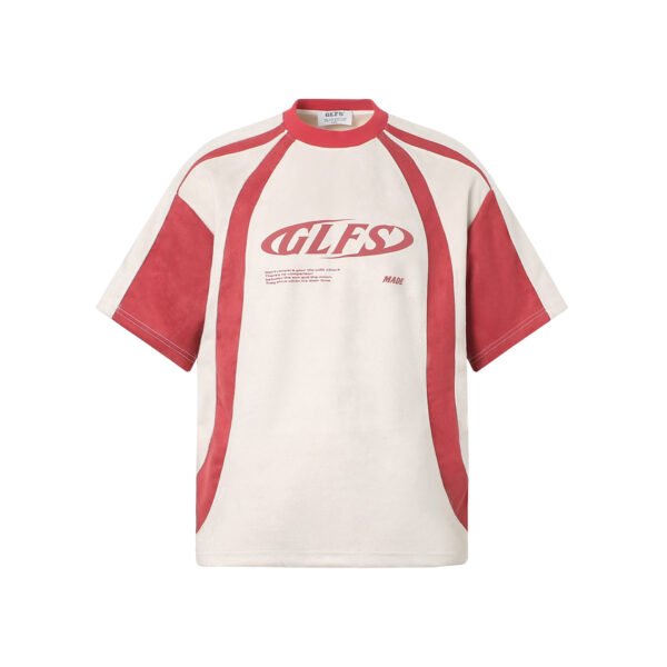 Summer Letters High-grade Design Men's Loose Deconstructed Suede Short-sleeved T-shirt - Image 4