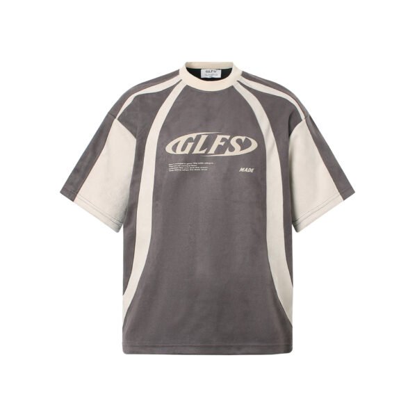 Summer Letters High-grade Design Men's Loose Deconstructed Suede Short-sleeved T-shirt - Image 3