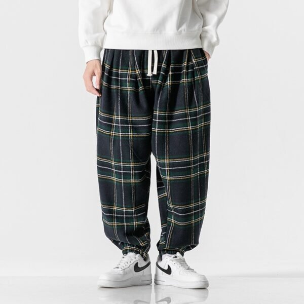 Hong Kong Style Plus Size Woolen Casual Harlan Plaid Pants - Image 8