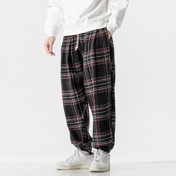 Hong Kong Style Plus Size Woolen Casual Harlan Plaid Pants - Image 2