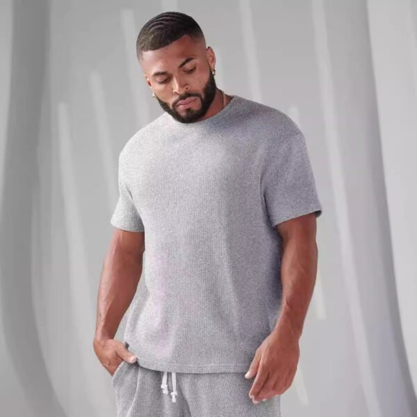 Sports Loose Cotton Fitness Short-sleeved Plaid Sports T-shirt - Image 5