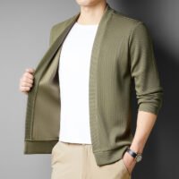 Spring New Fake Two-piece Men's Long-sleeved Knitted Cardigan