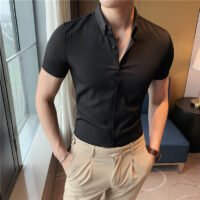Dark Striped Short Sleeve Shirt