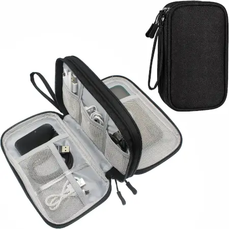 Electronic Organizer Storage Bag Waterproof Accessories Carry Case for USB Data Cable Earphone Wire & Power Bank ( black, OneSize )