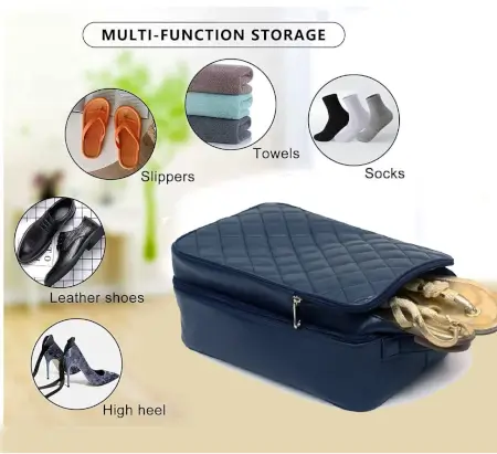 Shoe Bag Footwear Organizer PU Leather Multipurpose Portable Shoes Storage Bags ( blue, OneSize )
