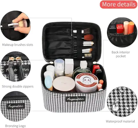 15 Cms Makeup Bag Cosmetic Organizer Toiletry Storage Pouch ( black, OneSize )