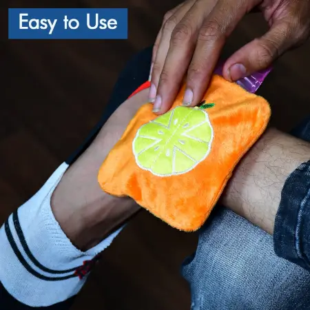 Orange small Hot Water Bag with Cover for Pain Relief, Neck, Shoulder Pain and Hand, Feet Warmer, Menstrual Cramps. ( default, SMALL )