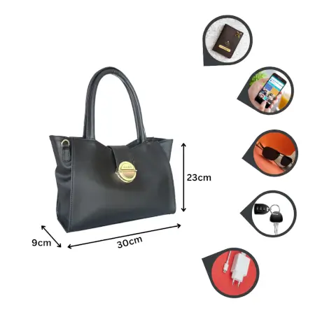 Stylish Handbag For Women & Girls (Shoulder Bag) Made With Vegan Leather ( black, Standard )