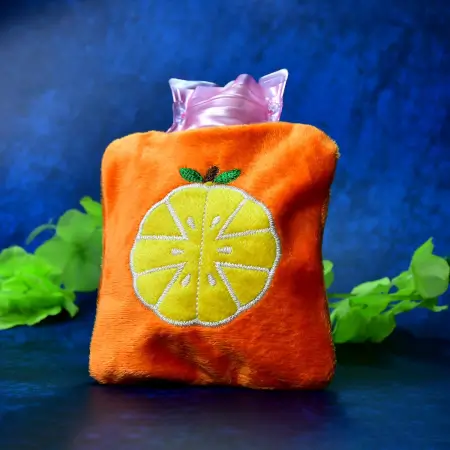 Orange small Hot Water Bag with Cover for Pain Relief, Neck, Shoulder Pain and Hand, Feet Warmer, Menstrual Cramps. ( default, SMALL )
