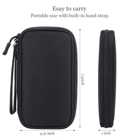 Electronic Organizer Storage Bag Waterproof Accessories Carry Case for USB Data Cable Earphone Wire & Power Bank ( black, OneSize )