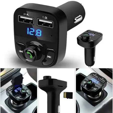 CAR-X8 Bluetooth FM Transmitter Kit with Dual USB Fast Charger ( default, Standard )
