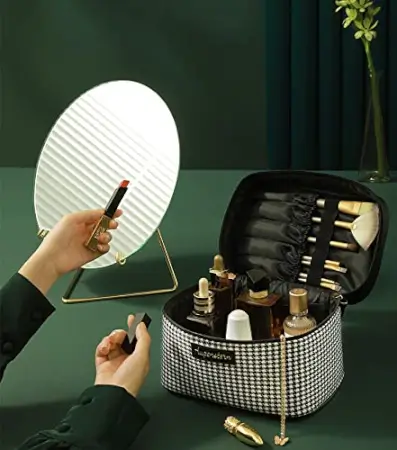 15 Cms Makeup Bag Cosmetic Organizer Toiletry Storage Pouch ( black, OneSize )