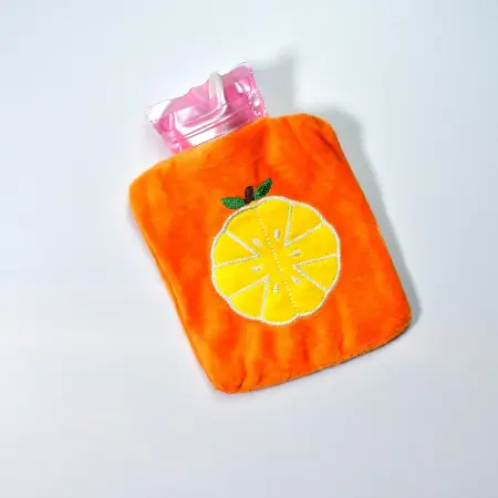 Orange small Hot Water Bag with Cover for Pain Relief, Neck, Shoulder Pain and Hand, Feet Warmer, Menstrual Cramps. ( default, SMALL )