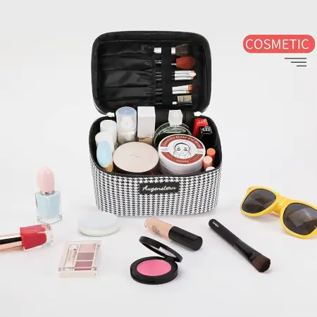 15 Cms Makeup Bag Cosmetic Organizer Toiletry Storage Pouch ( black, OneSize )