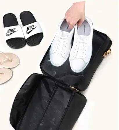 Shoe Bag Footwear Organizer PU Leather Multipurpose Portable Shoes Storage Bags ( black, OneSize )