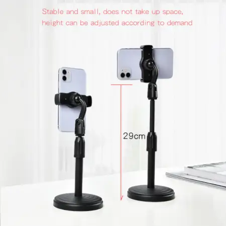 Adjustable 360 Rotation Universal Mobile Stand Holder for Desk & Bed (Black) - Compatible with All Smartphones ( default, Standard )