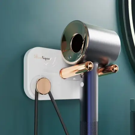 Wall Mount Self-Adhesive Hair Dryer Holder No-Drill Bathroom Hairdryer Hanger (1 Pc) ( default, Standard )