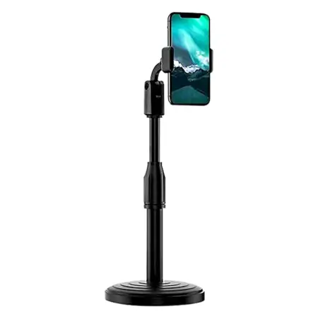 Adjustable 360 Rotation Universal Mobile Stand Holder for Desk & Bed (Black) - Compatible with All Smartphones ( default, Standard )