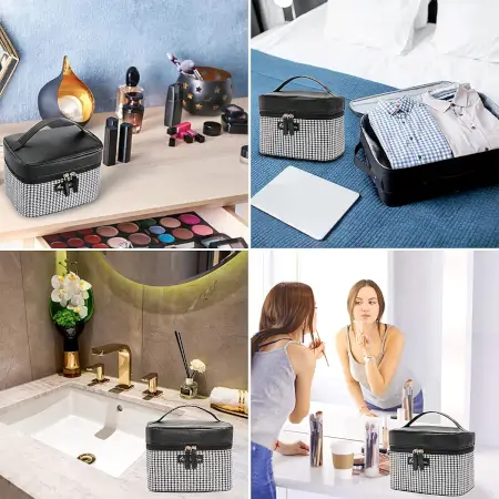 15 Cms Makeup Bag Cosmetic Organizer Toiletry Storage Pouch ( black, OneSize )