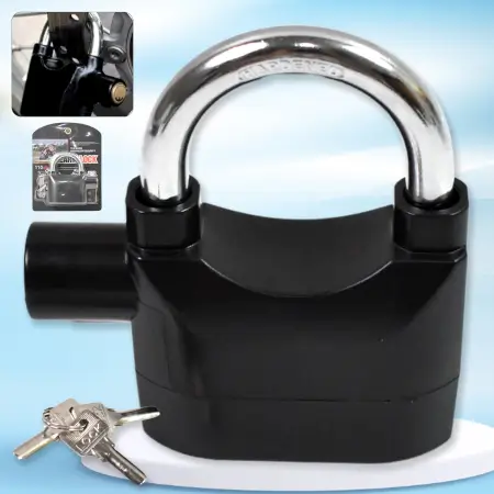 Waterproof Siren Alarm Padlock Anti-Theft Security Lock with 3 Keys ( default, Standard )