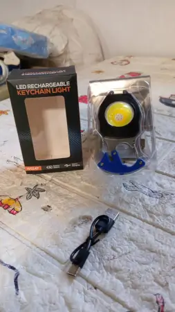 Keychain Led Flashlight Rechargeable Multi Function 6 Lighting Modes Pocket Key Chain Flash Light USB for Outdoor Camping,Walking With Cigarette Lighter ( default, Standard )