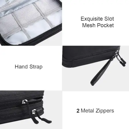 Electronic Organizer Storage Bag Waterproof Accessories Carry Case for USB Data Cable Earphone Wire & Power Bank ( black, OneSize )