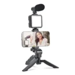 Vlogging Kit for Video Making with Mic Mini Tripod Stand, LED Light & Phone Holder Clip for Making Videos ( default, Standard ).